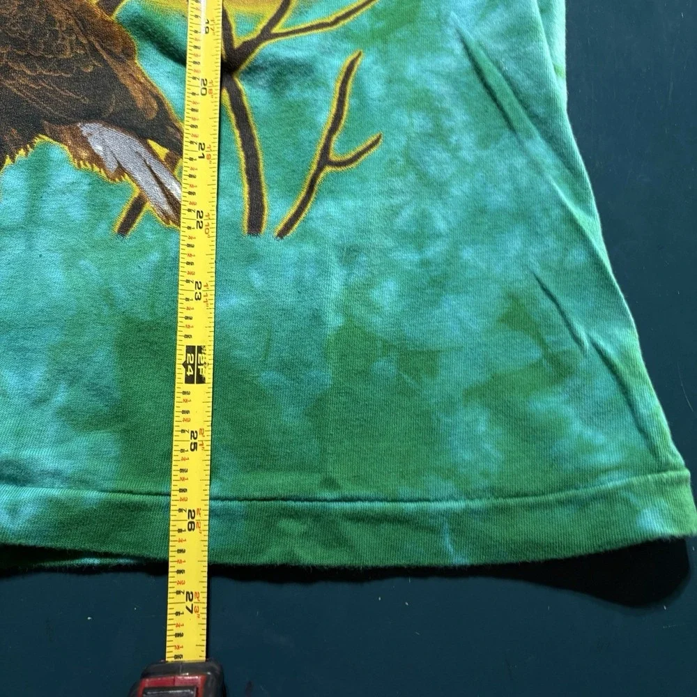 Vintage Bald Eagle All Over Print T-Shirt Size Large Single Stitch‎ Tie Dye 90s